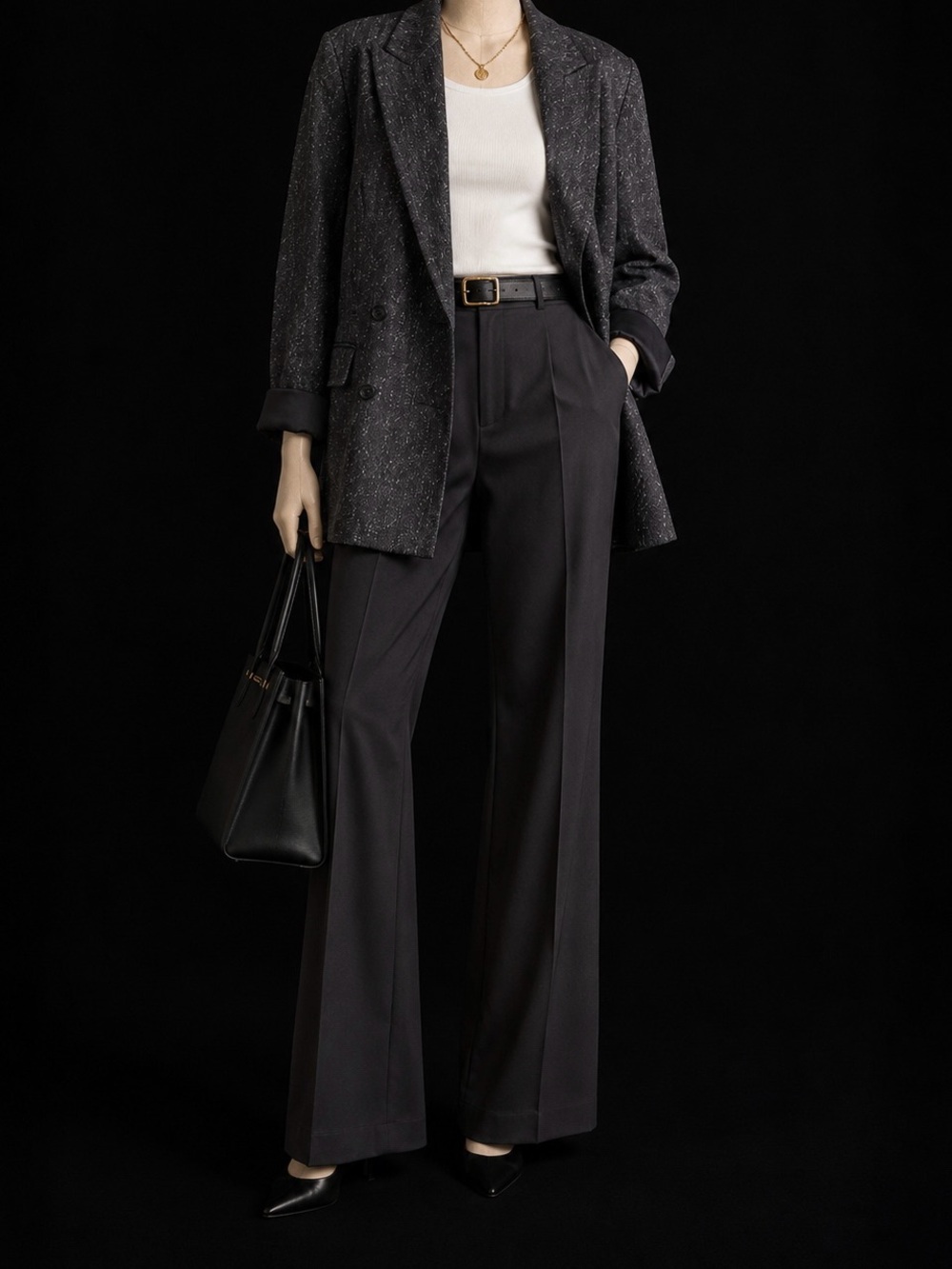 H&M Dark Blue Gray Flecked Women's Blazer